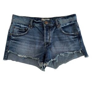 Free People 100% Cotton Button Fly Distressed Jeans Short Pants Size 27